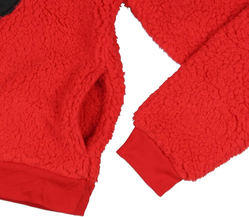 Bio World Sesame Street Women's Elmo Embroidered Patch Big Face Plush Fleece Long Sleeve Adult Costume Pullover Hoodie - Image 5